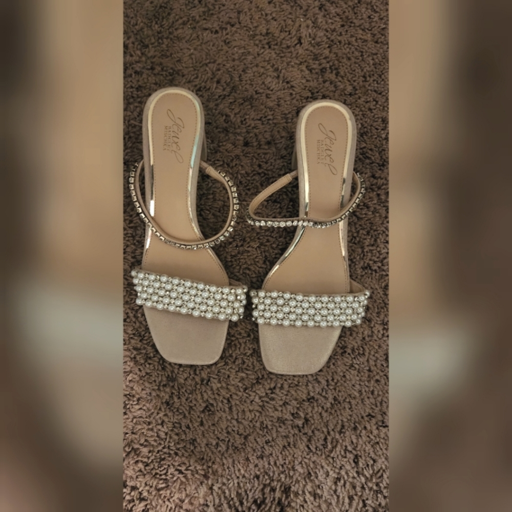 Badgley Mischka Orsen Pearl Block Heels